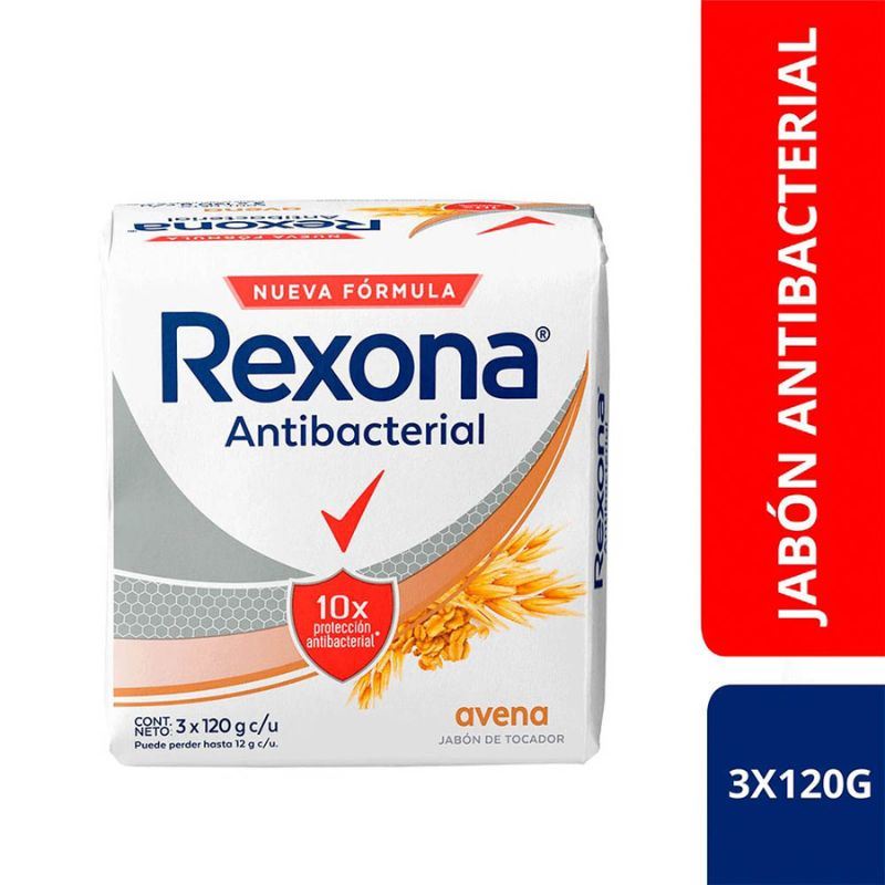 Jabón Rexona Antibacterial Avena - Pack 3 UN